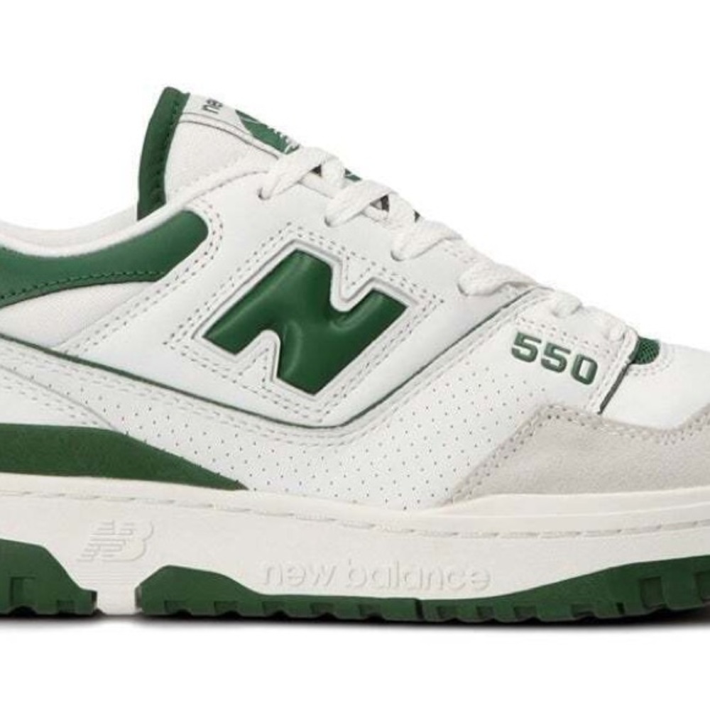 New Balance 550 White and Green Sneakers
